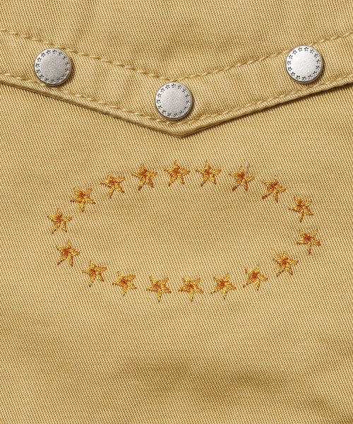 AFB（エーエフビー）の「WMS STUDDED MINI SKIRT（デニムスカート・レディース・カーキ/ブルー・XS）」の4枚目の写真
