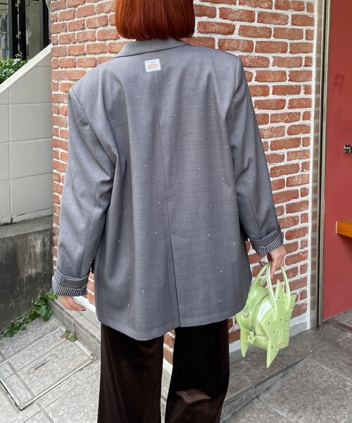 HELLO.SANFRANCISCO(ハローサンフランシスコ)の「【HELLO.SANFRANCISCO/ハローサンフランシスコ】スタッズアソートオーバージャケット(テーラードジャケット・レディース・グレー/ブラウン・ONE SIZE)」の17枚目の写真