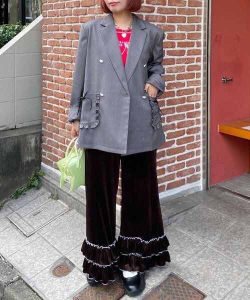HELLO.SANFRANCISCO(ハローサンフランシスコ)の「【HELLO.SANFRANCISCO/ハローサンフランシスコ】スタッズアソートオーバージャケット(テーラードジャケット・レディース・グレー/ブラウン・ONE SIZE)」の16枚目の写真