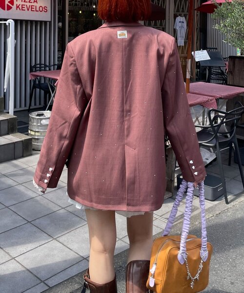 HELLO.SANFRANCISCO(ハローサンフランシスコ)の「【HELLO.SANFRANCISCO/ハローサンフランシスコ】スタッズアソートオーバージャケット(テーラードジャケット・レディース・グレー/ブラウン・ONE SIZE)」の7枚目の写真