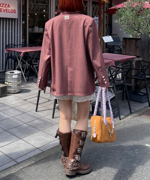 HELLO.SANFRANCISCO(ハローサンフランシスコ)の「【HELLO.SANFRANCISCO/ハローサンフランシスコ】スタッズアソートオーバージャケット(テーラードジャケット・レディース・グレー/ブラウン・ONE SIZE)」の10枚目の写真