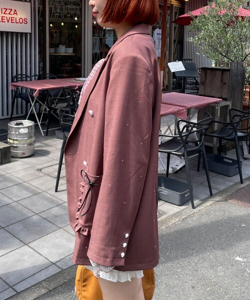 HELLO.SANFRANCISCO(ハローサンフランシスコ)の「【HELLO.SANFRANCISCO/ハローサンフランシスコ】スタッズアソートオーバージャケット(テーラードジャケット・レディース・グレー/ブラウン・ONE SIZE)」の12枚目の写真