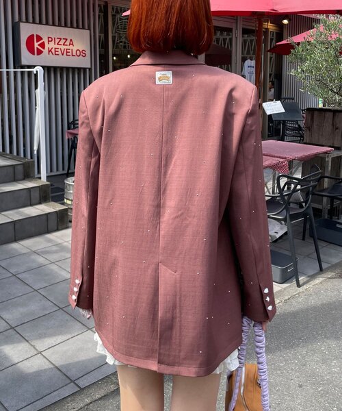 HELLO.SANFRANCISCO(ハローサンフランシスコ)の「【HELLO.SANFRANCISCO/ハローサンフランシスコ】スタッズアソートオーバージャケット(テーラードジャケット・レディース・グレー/ブラウン・ONE SIZE)」の13枚目の写真