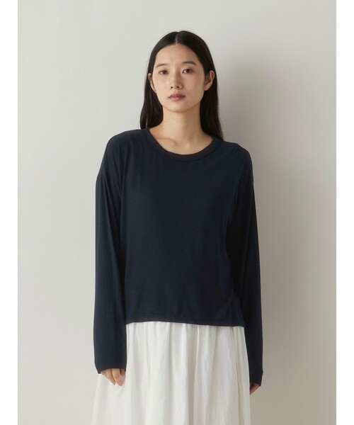 MidiUmi(ミディウミ)の「MidiUmi スムースウールブレンドプルオーバー(Tシャツ/カットソー・レディース・グレー/アイボリー/ブルー/ネイビー・FREE)」の3枚目の写真