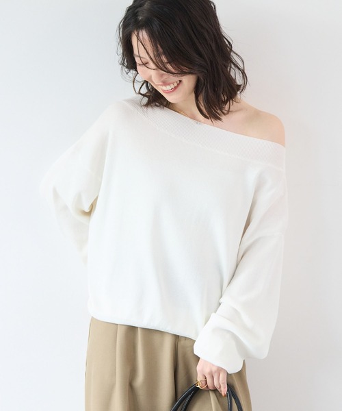Futier land(フューティアランド)の「あざといオフショルニット(ニット/セーター・レディース・ブラック/ホワイト/ブルー/ライトピンク・FREE)」の10枚目の写真