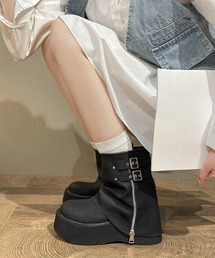 HALEY PESCA/厚底ジップショートブーツ