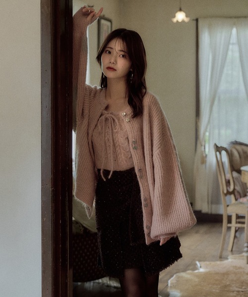 mideal（マイディール）の「spangle knit ensemble / スパンコールニットアンサンブル（アンサンブル・レディース・ボルドー/ピンク/ブルー/オリーブ/ベージュ/アイボリー・FREE）」の5枚目の写真