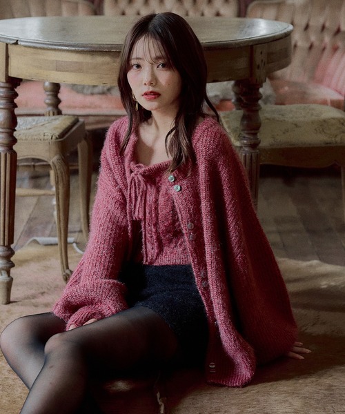 mideal（マイディール）の「spangle knit ensemble / スパンコールニットアンサンブル（アンサンブル・レディース・ボルドー/ピンク/ブルー/オリーブ/ベージュ/アイボリー・FREE）」の7枚目の写真