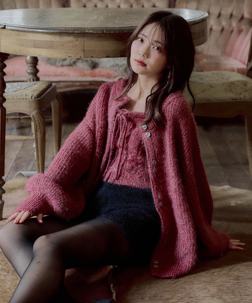 mideal（マイディール）の「spangle knit ensemble / スパンコールニットアンサンブル（アンサンブル・レディース・ボルドー/ピンク/ブルー/オリーブ/ベージュ/アイボリー・FREE）」の8枚目の写真
