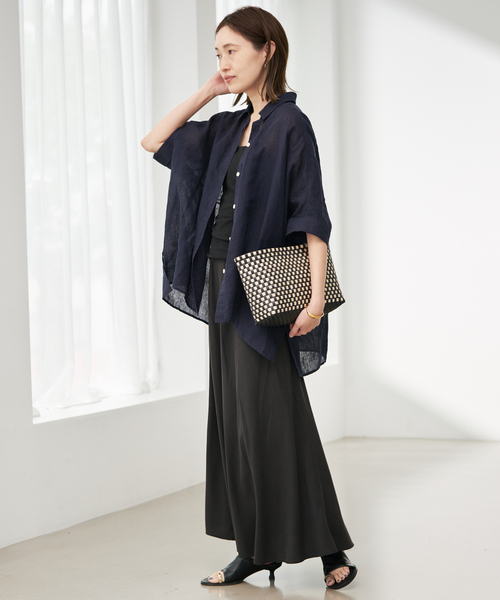 SLOBE IENA(スローブイエナ)の「《3サイズ展開/シリーズあり/追加5》フィブリルマーメイドフレアスカート(スカート・レディース・ブラック系その他/ブラック・38/40/36)」の8枚目の写真
