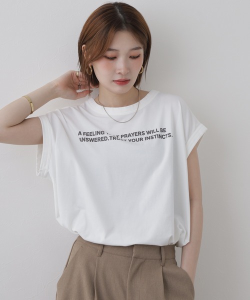 FUNALIVE(ファンアライブ)の「プリントTシャツ ノースリーブ(Tシャツ/カットソー・レディース・オフホワイト/スミクロ/オレンジ/杢グレー・FREE)」の12枚目の写真