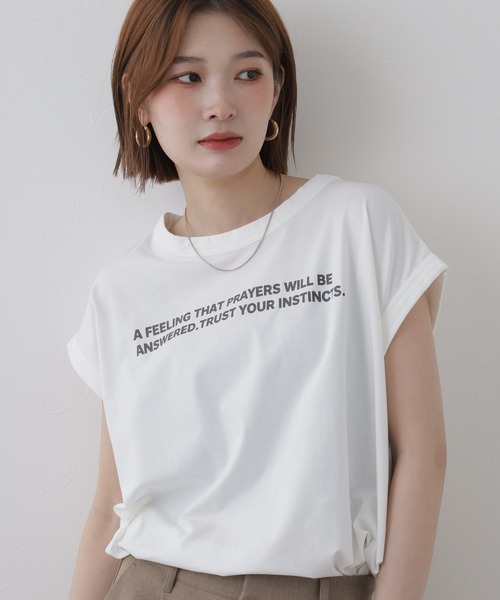 FUNALIVE(ファンアライブ)の「プリントTシャツ ノースリーブ(Tシャツ/カットソー・レディース・オフホワイト/スミクロ/オレンジ/杢グレー・FREE)」の13枚目の写真