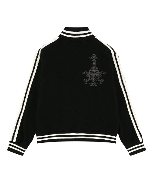 EASY NO EASY(イージーノーイージー)の「刺繍トラックジップニット-ブラック(ニット/セーター・レディース・ブラック・1)」の4枚目の写真