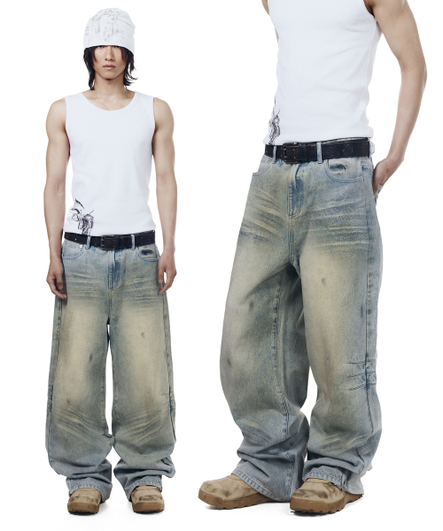 AAKAM(アーカム)の「Washed Zipper Slit Denim Pants (Light Blue)(デニムパンツ・レディース・その他・1/2/0)」の2枚目の写真
