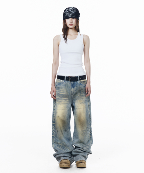 AAKAM(アーカム)の「Washed Zipper Slit Denim Pants (Light Blue)(デニムパンツ・レディース・その他・1/2/0)」の4枚目の写真