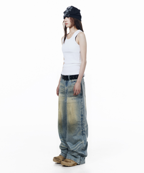 AAKAM(アーカム)の「Washed Zipper Slit Denim Pants (Light Blue)(デニムパンツ・レディース・その他・1/2/0)」の5枚目の写真