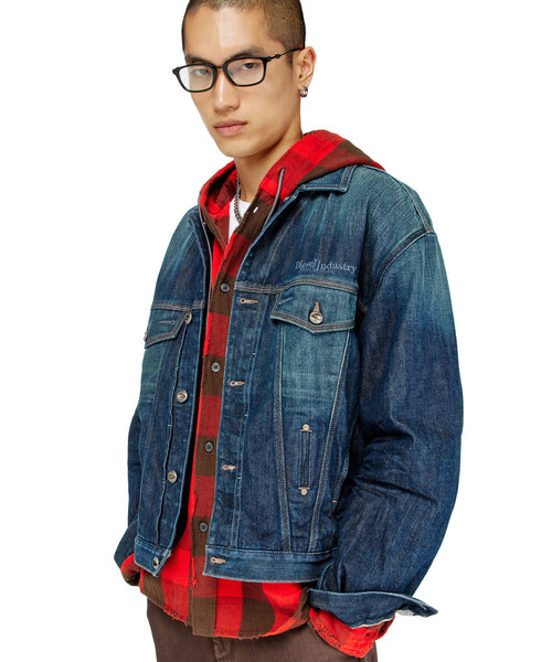 DIESEL(ディーゼル)の「メンズ シャツ S-DRUM-HOODY(シャツ/ブラウス・メンズ・グレー/レッド・50/52/48/44/46)」の4枚目の写真