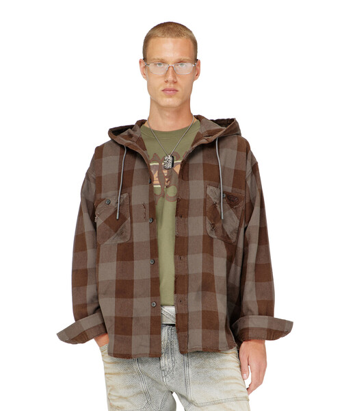 DIESEL(ディーゼル)の「メンズ シャツ S-DRUM-HOODY(シャツ/ブラウス・メンズ・グレー/レッド・50/52/48/44/46)」の11枚目の写真