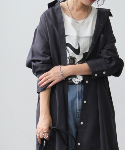 antiqua(アンティカ)の「ストライプ マキシ丈 シャツワンピース(シャツワンピース・レディース・グレー系その他/グレー系その他2・M/MT)」の10枚目の写真