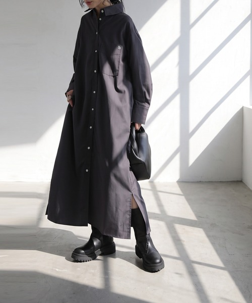 antiqua(アンティカ)の「ストライプ マキシ丈 シャツワンピース(シャツワンピース・レディース・グレー系その他/グレー系その他2・M/MT)」の12枚目の写真