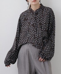 EGLANTINE セットアップ対応 ドットプリントポリエステルブラウス 長袖