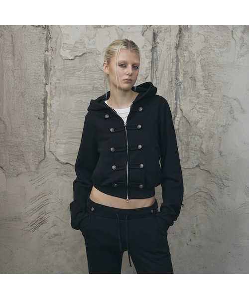 VOONT(ブント)の「Napoleonic Loop Hood Zip-Up (BLACK)(パーカー・レディース・ブラック・OS)」の1枚目の写真