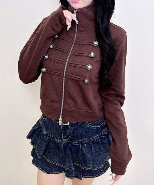 INGNI(イング)の「Wジップナポレオンスウェットトップス(スウェット・レディース・ブラック/ブラウン/グレー・M)」の3枚目の写真