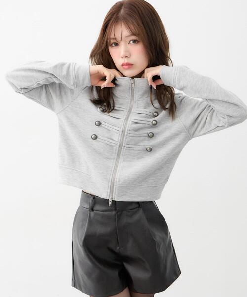 INGNI(イング)の「Wジップナポレオンスウェットトップス(スウェット・レディース・ブラック/ブラウン/グレー・M)」の4枚目の写真