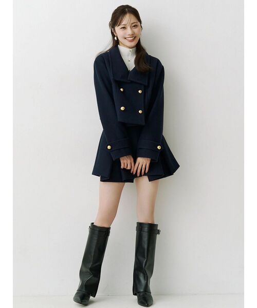 MERCURYDUO(マーキュリーデュオ)の「2wayショートコート(ピーコート・レディース・ネイビー/キャメル・FREE)」の7枚目の写真