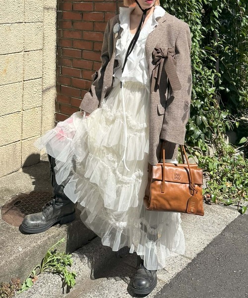 Alley Tokyo(アリートーキョー)の「ランダムティアードスカート(スカート・レディース・アイボリー/ブラウン・FREE)」の7枚目の写真