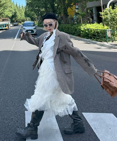 Alley Tokyo(アリートーキョー)の「ランダムティアードスカート(スカート・レディース・アイボリー/ブラウン・FREE)」の8枚目の写真