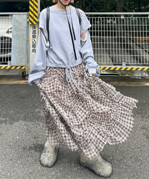 Alley Tokyo(アリートーキョー)の「ランダムティアードスカート(スカート・レディース・アイボリー/ブラウン・FREE)」の14枚目の写真
