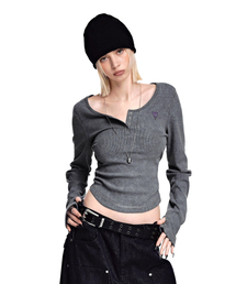 スリムフィット ピグメント スクープヘンリートップ [GRAY]_SEWTS041GRAY