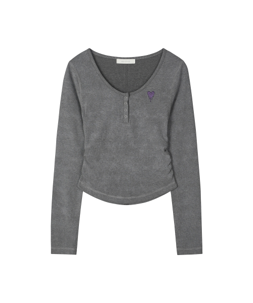 SECONDMONO（セカンドモノローグ）の「スリムフィット ピグメント スクープヘンリートップ [GRAY]_SEWTS041GRAY（Tシャツ/カットソー・レディース・その他・F）」の4枚目の写真