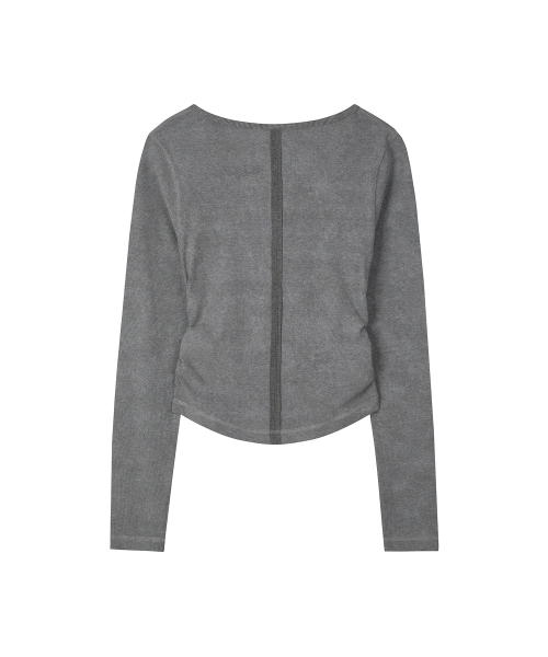 SECONDMONO（セカンドモノローグ）の「スリムフィット ピグメント スクープヘンリートップ [GRAY]_SEWTS041GRAY（Tシャツ/カットソー・レディース・その他・F）」の5枚目の写真