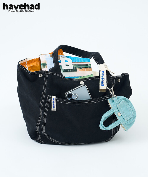 FREAK'S STORE(フリークスストア)の「havehad × FREAK'S STORE/ハブヘッド BAG チャーム付き トートバッグ(トートバッグ・レディース・ブラック/ネイビー/イエロー・フリ-)」の1枚目の写真