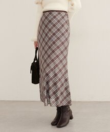 バイアスチェックメッシュチュールスカート