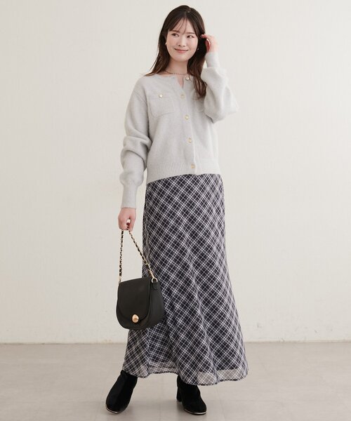 natural couture（ナチュラルクチュール）の「バイアスチェックメッシュチュールスカート（スカート・レディース・ベージュ系その他/ブラウン系その他2/ブラック系その他2・FREE）」の7枚目の写真