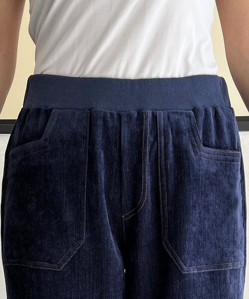 un dix cors(アンディコール)の「デニムライクベロアワイドパンツ(その他パンツ・レディース・ネイビー/ブラック/サックスブルー・FREE)」の5枚目の写真
