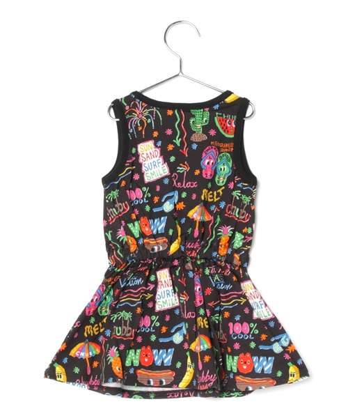 CHUBBYGANG（チャビーギャング）の「CHUBBYGANG×Rob Kidneyコラボアロハ柄　ノースリーブワンピース（ワンピース・キッズ・ブラック/ホワイト・100/120/110/130/90/80）」の3枚目の写真