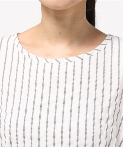 LBC（エルビーシー）の「コットンサッカーノースリワンピース         （ワンピース・レディース・オフホワイト/ネイビー・LARGE/MEDIUM）」の7枚目の写真