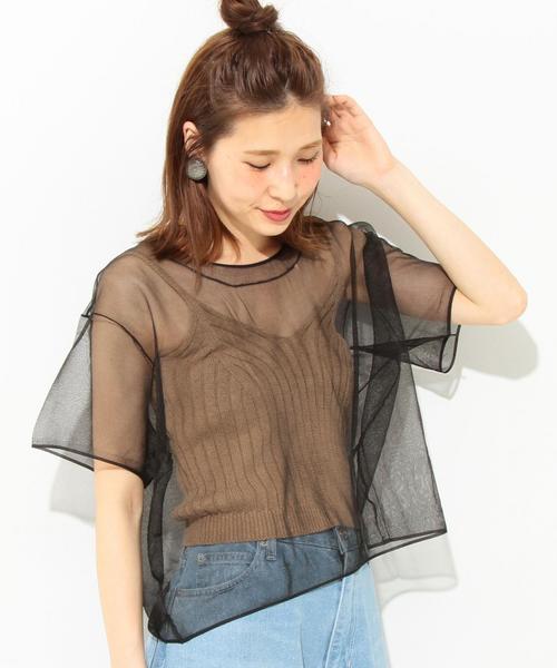 Another Edition（アナザーエディション）の「シースルーショートスリーブプルオーバー/AEMFC シースルー SSL PO◆（Tシャツ/カットソー・レディース・ブラック/ナチュラル/ライム・FREE）」の2枚目の写真