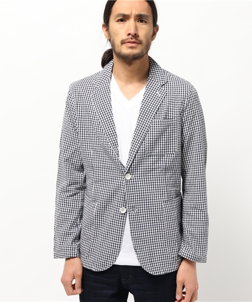 koe（コエ）の「ギンガムチェックジャケット（テーラードジャケット・メンズ・ブラック/ネイビー・MEDIUM/SMALL/LARGE/LL）」の13枚目の写真