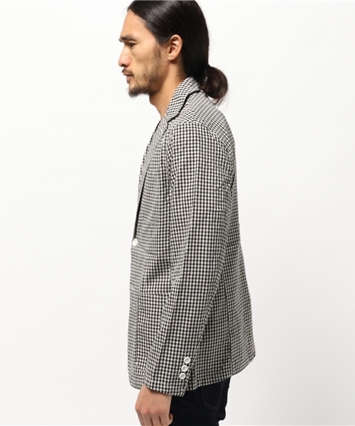 koe（コエ）の「ギンガムチェックジャケット（テーラードジャケット・メンズ・ブラック/ネイビー・MEDIUM/SMALL/LARGE/LL）」の9枚目の写真