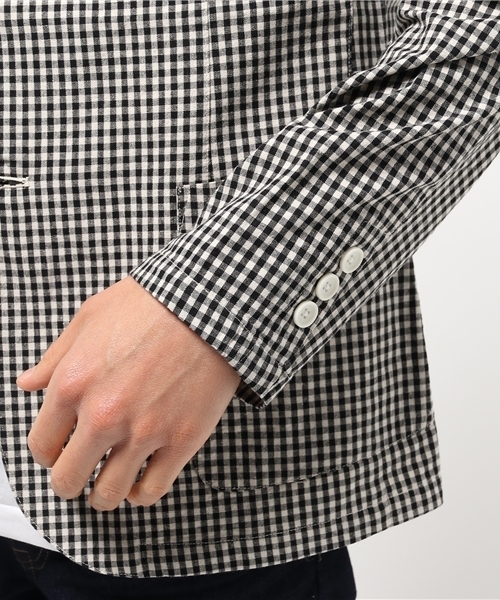 koe（コエ）の「ギンガムチェックジャケット（テーラードジャケット・メンズ・ブラック/ネイビー・MEDIUM/SMALL/LARGE/LL）」の3枚目の写真