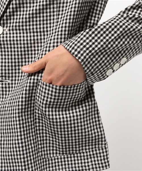 koe（コエ）の「ギンガムチェックジャケット（テーラードジャケット・メンズ・ブラック/ネイビー・MEDIUM/SMALL/LARGE/LL）」の5枚目の写真