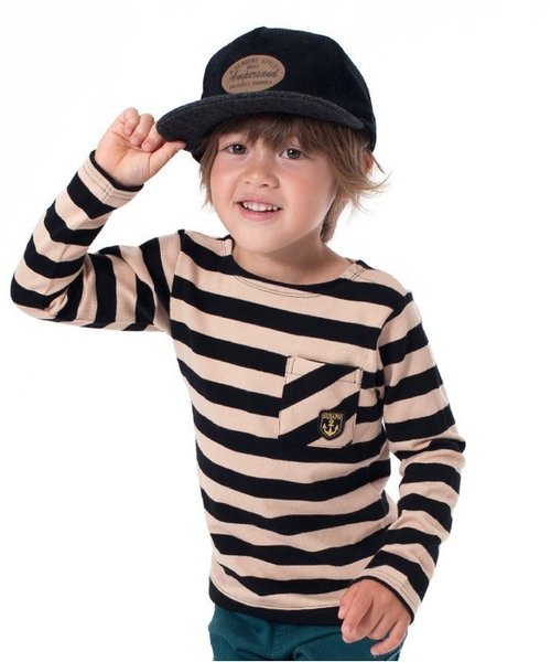 Seraph（セラフ）の「ボーダーＴシャツ（Tシャツ/カットソー・キッズ・レッド/イエロー/ブラック/ネイビー/グリーン・140/110/130/95/120/80/90/100）」の2枚目の写真