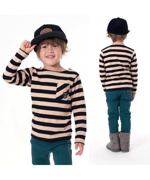 Seraph（セラフ）の「ボーダーＴシャツ（Tシャツ/カットソー・キッズ・レッド/イエロー/ブラック/ネイビー/グリーン・140/110/130/95/120/80/90/100）」の21枚目の写真