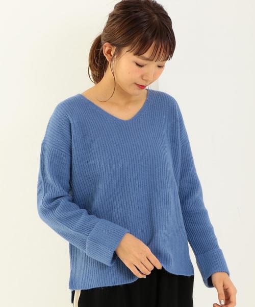 Another Edition（アナザーエディション）の「Ｖネックニットプルオーバー/ AEBFC W/N V/N PO◆（ニット/セーター・レディース・ホワイト/グレー/ロイヤルブルー/マスタード/ピンク・フリー）」の3枚目の写真