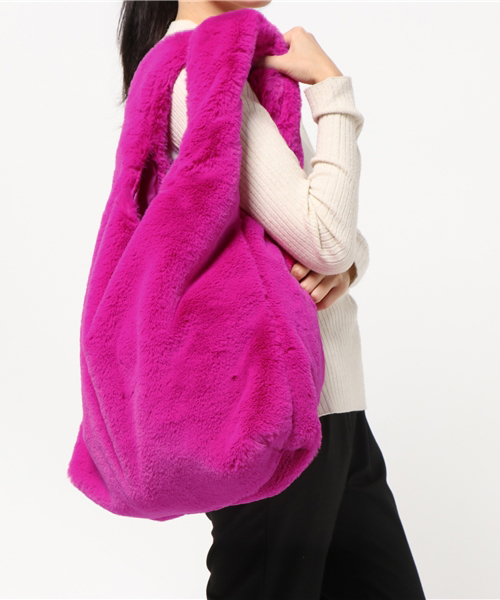 WEGO（ウィゴー）の「WEGO/ファーショッパートートバッグ（トートバッグ・レディース・ブラック/ピンク/ブラウン/グレー・FREE）」の10枚目の写真